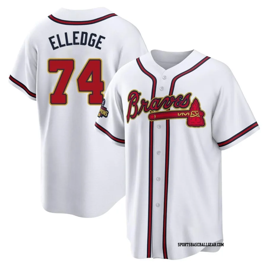 Seth Elledge Men's Atlanta Braves Gold Replica White 2022 Program Jersey