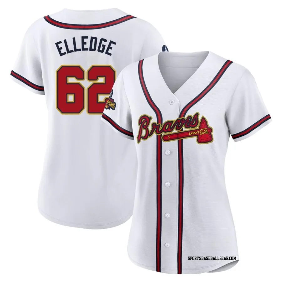 Seth Elledge Women's Atlanta Braves Gold Authentic White 2022 Program Jersey