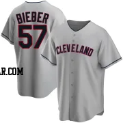 Shane Bieber Men's Cleveland Guardians Gray Replica Road Jersey