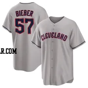 Shane Bieber Men's Cleveland Guardians Gray Replica Road Jersey