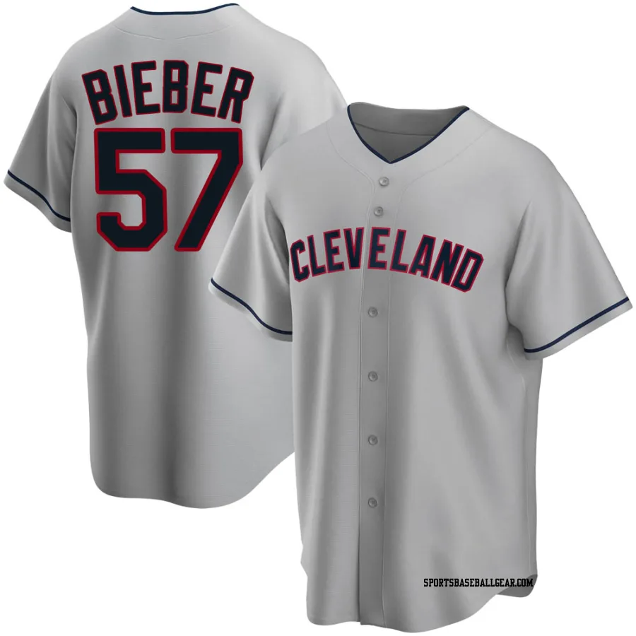 Shane Bieber Men's Cleveland Guardians Gray Replica Road Jersey