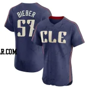 Shane Bieber Men's Cleveland Guardians Navy Elite 2024 City Connect Jersey