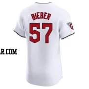 Shane Bieber Men's Cleveland Guardians White Elite Home Jersey