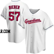 Shane Bieber Men's Cleveland Guardians White Replica Home Jersey