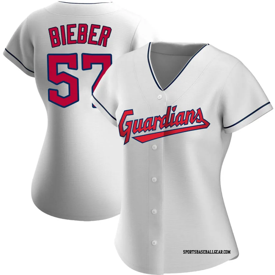 Shane Bieber Women's Cleveland Guardians White Authentic Home Jersey