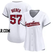 Shane Bieber Women's Cleveland Guardians White Limited Home Jersey