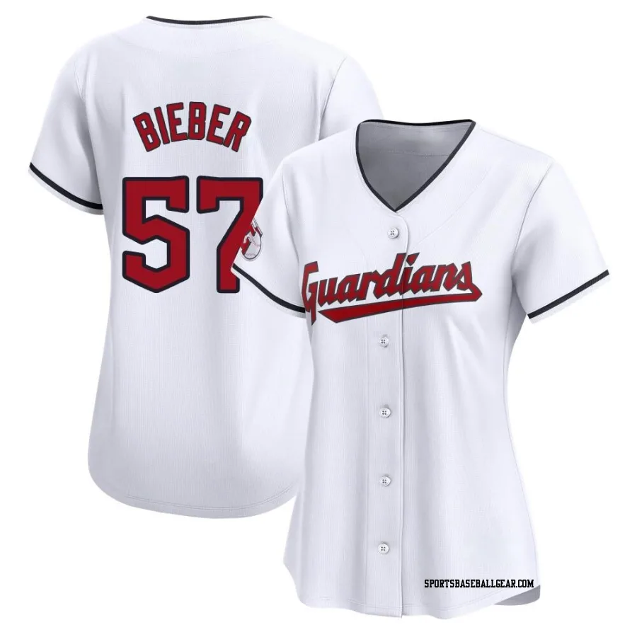 Shane Bieber Women's Cleveland Guardians White Limited Home Jersey