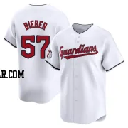 Shane Bieber Youth Cleveland Guardians White Limited Home Jersey