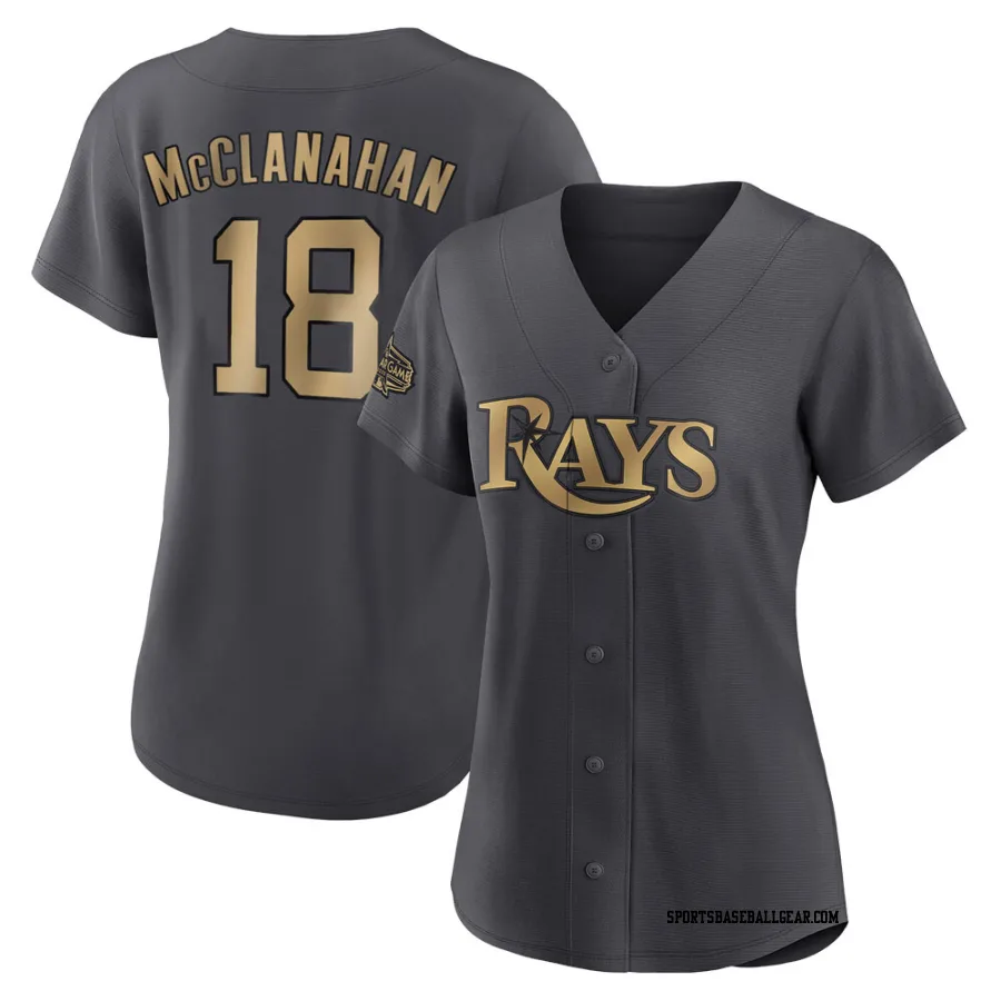 Shane McClanahan Women's Tampa Bay Rays Charcoal Game Authentic 2022 All-Star Jersey