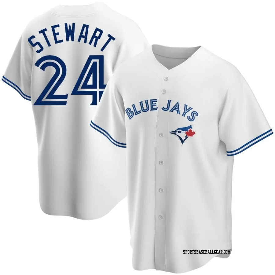 Shannon Stewart Men's Toronto Blue Jays White Replica Home Jersey