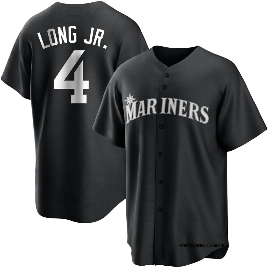 Shed Long Jr. Men's Seattle Mariners Black/White Replica Jersey