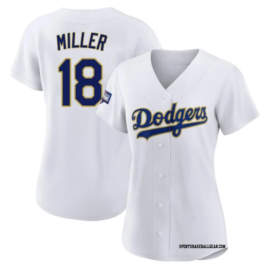 Shelby Miller Women's Los Angeles Dodgers White/Gold Authentic 2021 Gold Program Player Jersey