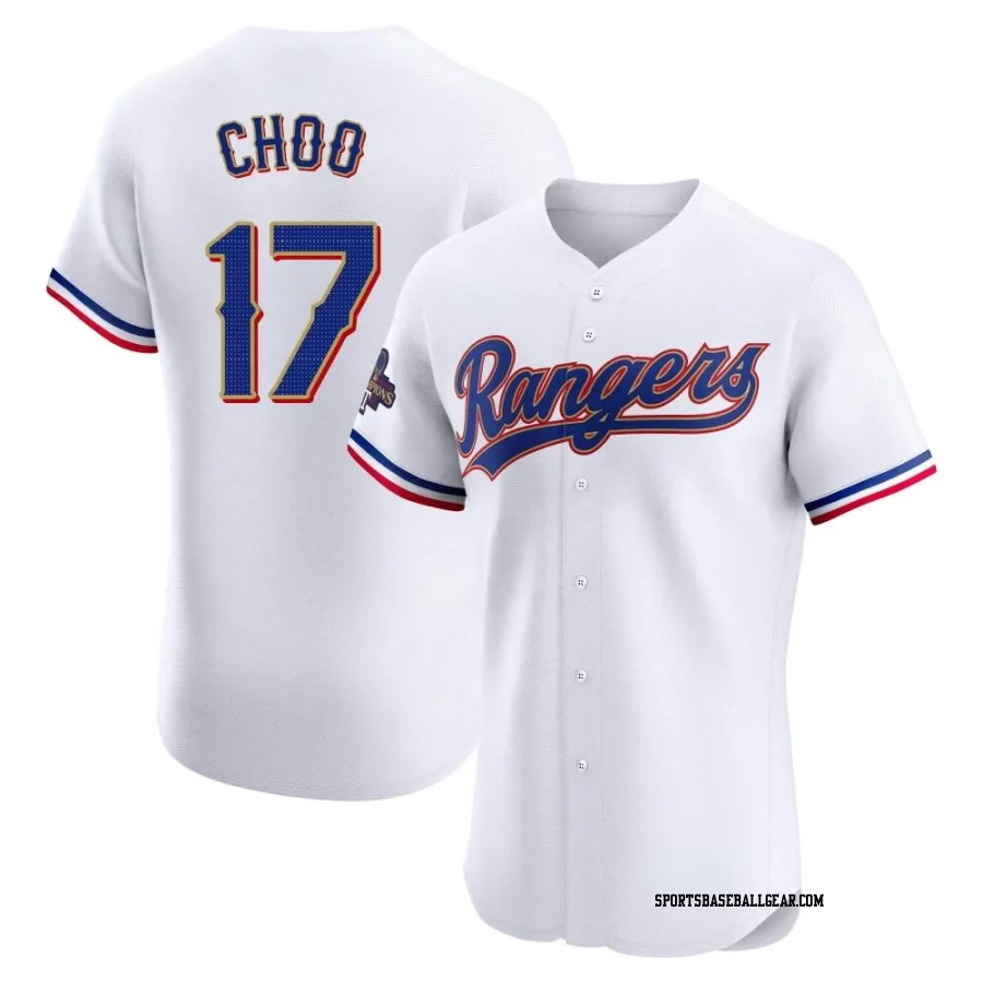 Shin-Soo Choo Men's Texas Rangers Gold Elite White 2024 Collection Jersey