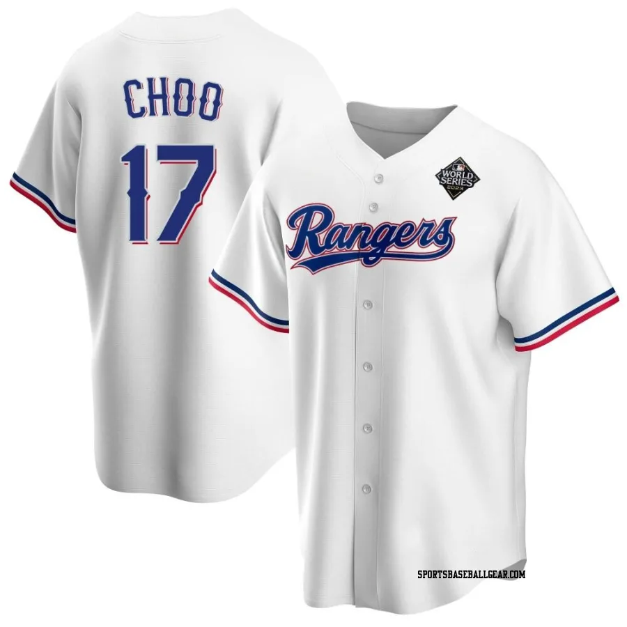 Shin-Soo Choo Men's Texas Rangers White Replica Home 2023 World Series Jersey