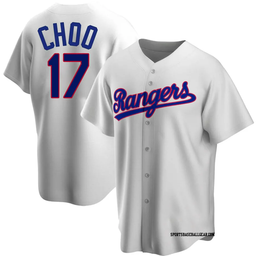 Shin-Soo Choo Men's Texas Rangers White Replica Home Cooperstown Collection Jersey