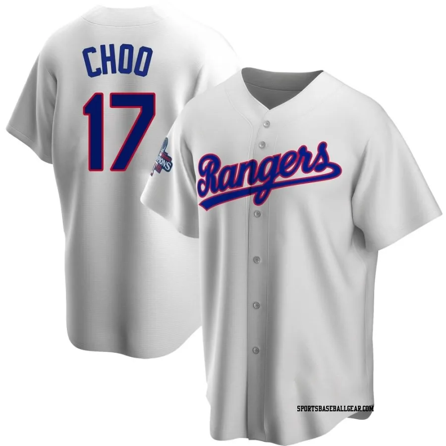 Shin-Soo Choo Youth Texas Rangers White Replica Home Cooperstown Collection 2023 World Series Champions Jersey