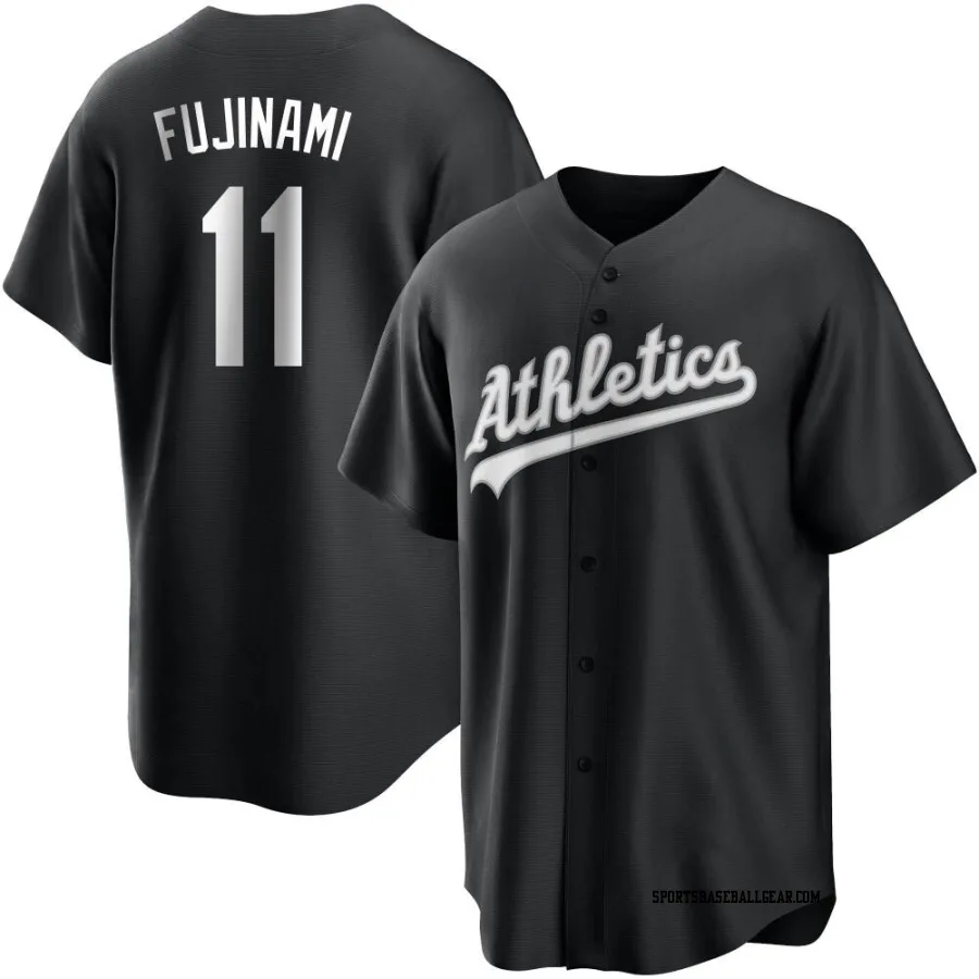 Shintaro Fujinami Men's Oakland Athletics Black/White Replica Jersey