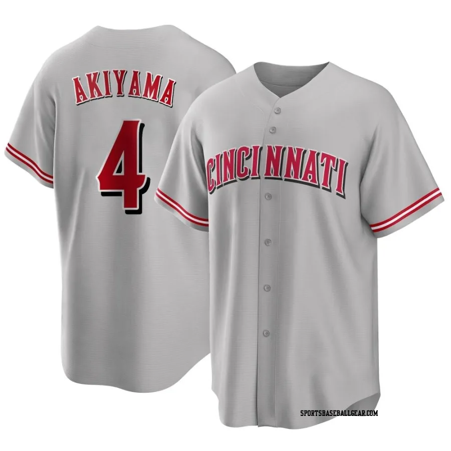 Shogo Akiyama Men's Cincinnati Reds Gray Replica Road Jersey