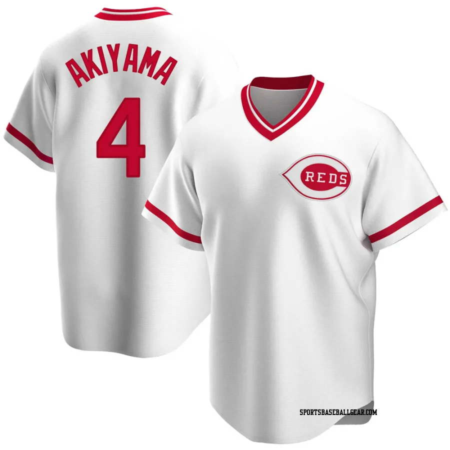 Shogo Akiyama Men's Cincinnati Reds White Replica Home Cooperstown Collection Jersey