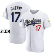 Shohei Ohtani Men's Los Angeles Dodgers White/Gold Authentic 2021 Gold Program Player Jersey