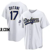 Shohei Ohtani Men's Los Angeles Dodgers White/Gold Replica 2021 Gold Program Player Jersey