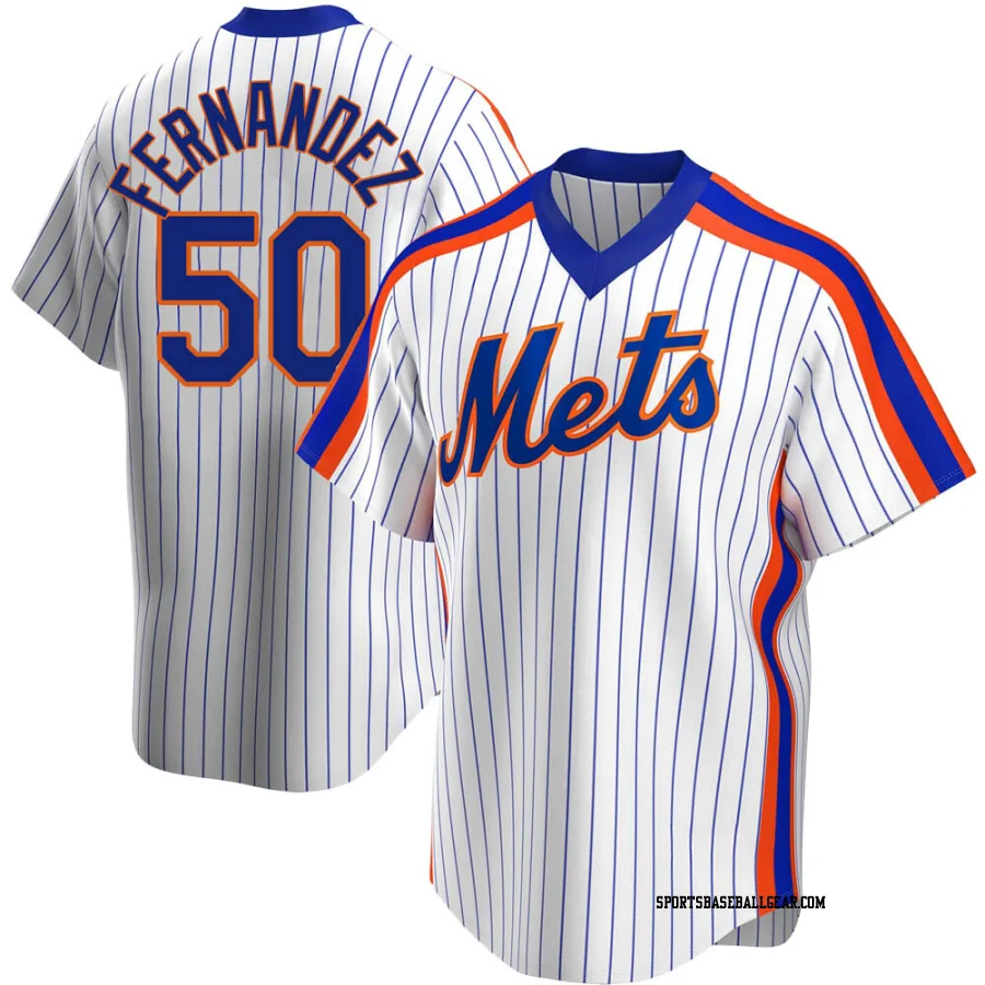 Sid Fernandez Men's New York Mets White Replica Home Cooperstown Collection Jersey