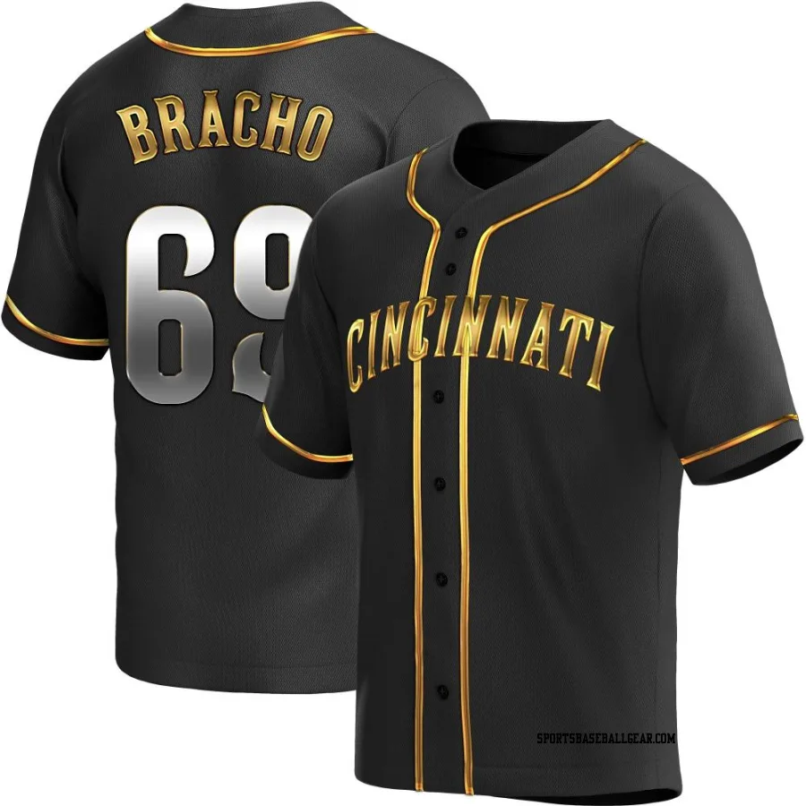 Silvino Bracho Men's Cincinnati Reds Black Golden Replica Alternate Jersey