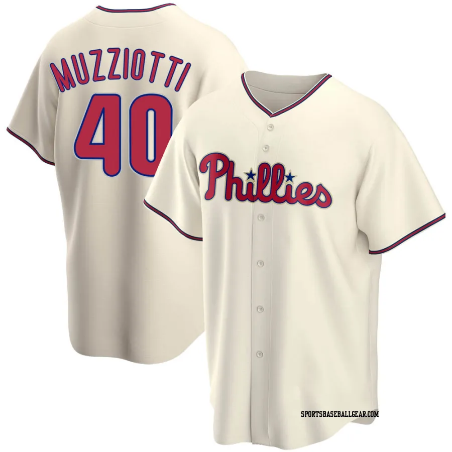 Simon Muzziotti Youth Philadelphia Phillies Cream Replica Alternate Jersey