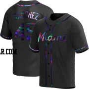 Sixto Sanchez Men's Miami Marlins Black Holographic Replica Alternate Jersey