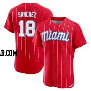 Sixto Sanchez Men's Miami Marlins Red Authentic 2021 City Connect Jersey