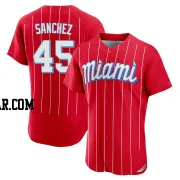 Sixto Sanchez Men's Miami Marlins Red Authentic 2021 City Connect Jersey