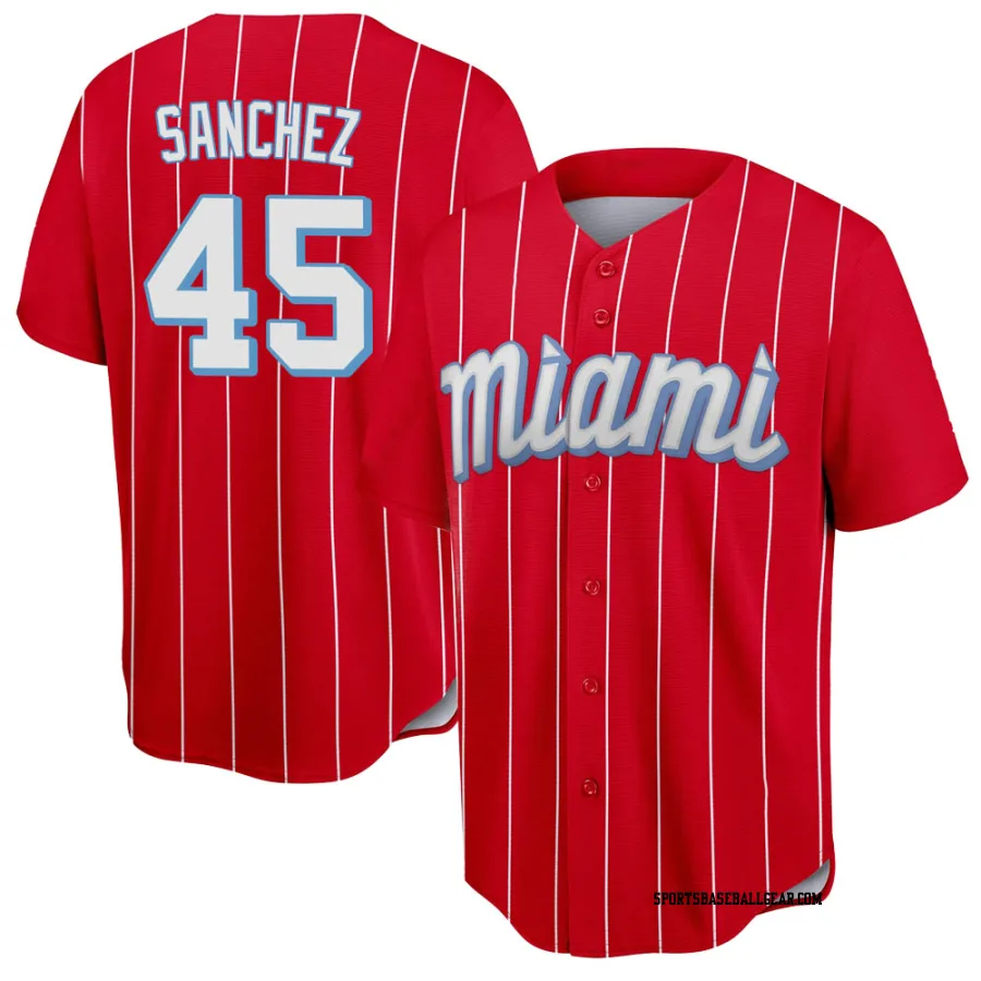 Sixto Sanchez Men's Miami Marlins Red Replica 2021 City Connect Jersey