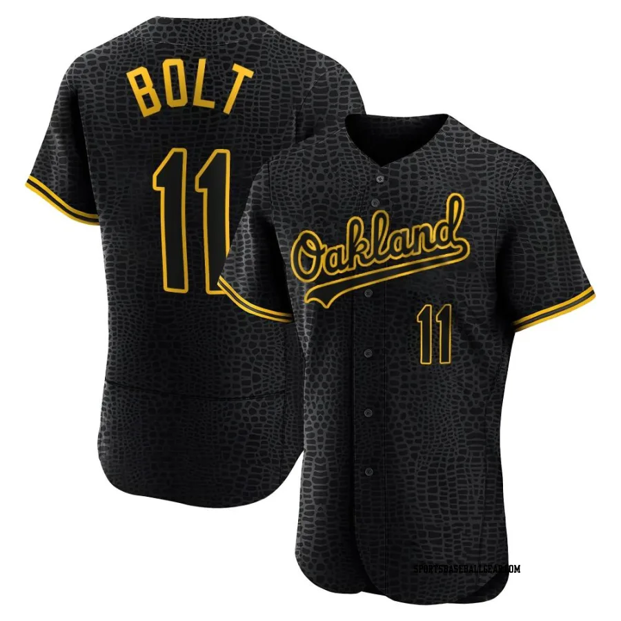 Skye Bolt Men's Oakland Athletics Black Authentic Snake Skin City Jersey