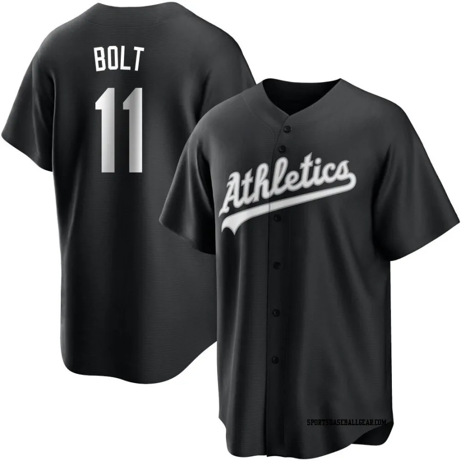 Skye Bolt Men's Oakland Athletics Black/White Replica Jersey