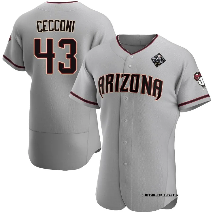 Slade Cecconi Men's Arizona Diamondbacks Gray Authentic Road 2023 World Series Jersey