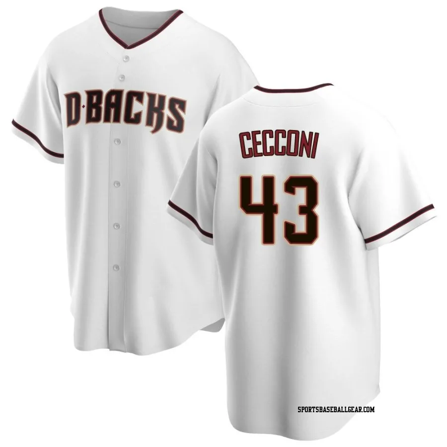 Slade Cecconi Men's Arizona Diamondbacks White Replica Home Jersey