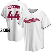 Slade Cecconi Men's Cleveland Guardians White Replica Home Jersey