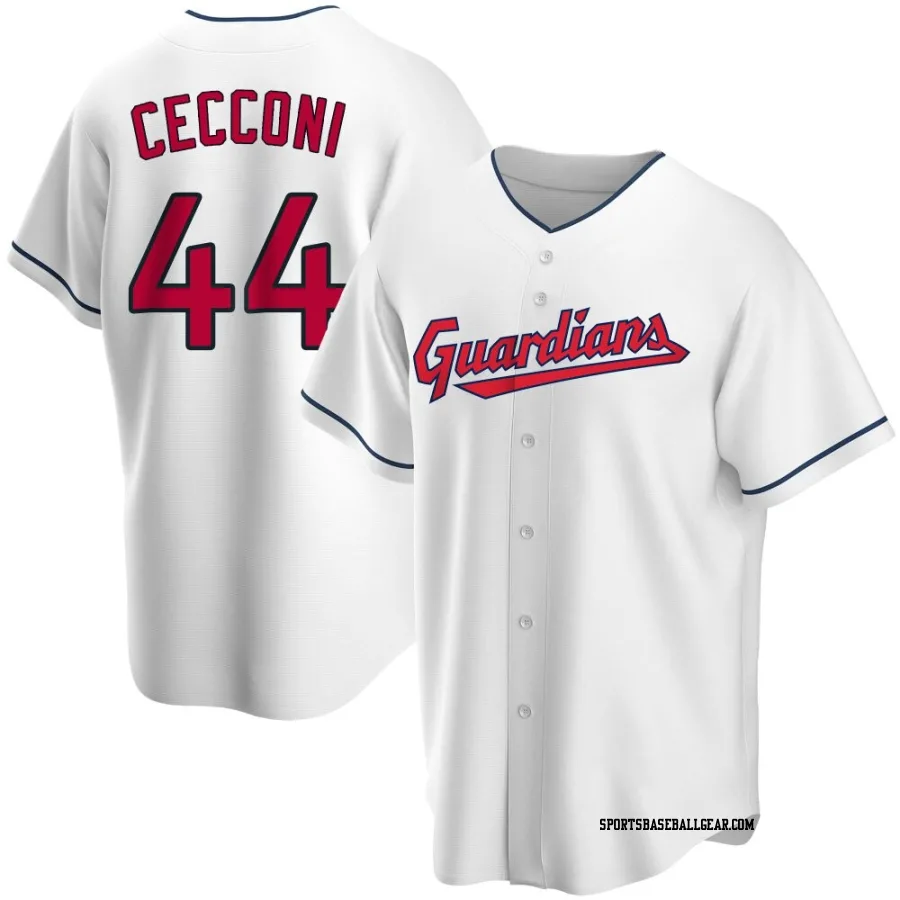 Slade Cecconi Men's Cleveland Guardians White Replica Home Jersey