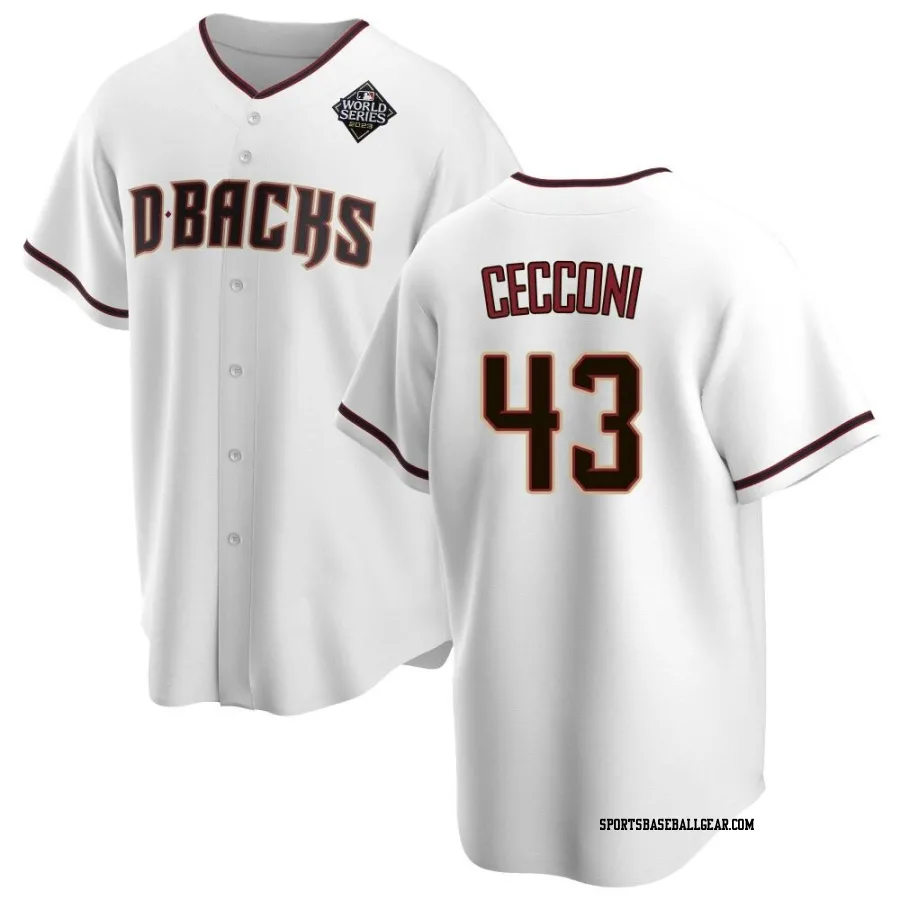 Slade Cecconi Youth Arizona Diamondbacks White Replica Home 2023 World Series Jersey