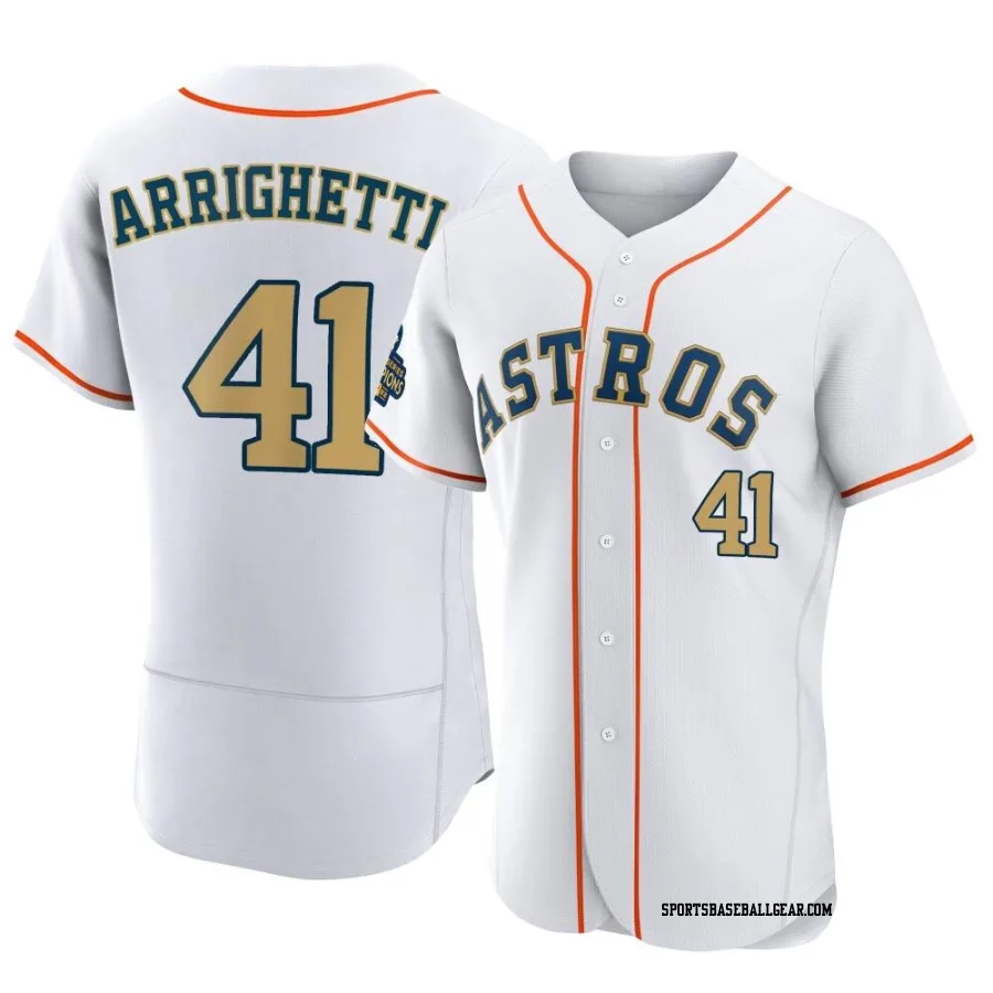 Spencer Arrighetti Men's Houston Astros Gold Authentic White 2023 Collection Jersey