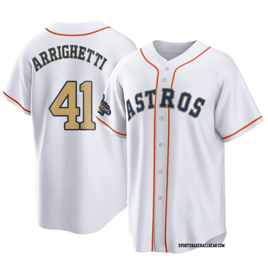 Spencer Arrighetti Men's Houston Astros Gold Replica White 2023 Collection Jersey