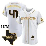 Spencer Arrighetti Men's Houston Astros White/Gold Authentic 2023 Space City Ready 2 Reign Flex Base Jersey