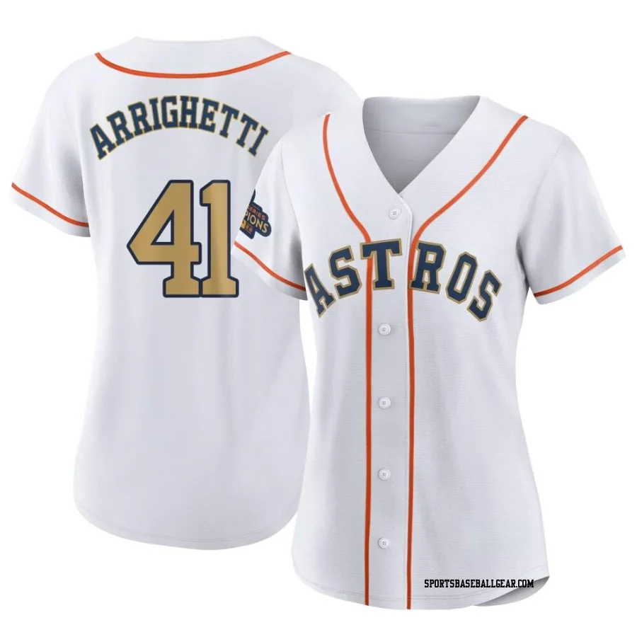 Spencer Arrighetti Women's Houston Astros Gold Authentic White 2023 Collection Jersey