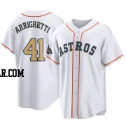 Spencer Arrighetti Youth Houston Astros Gold Replica White 2023 Collection Jersey