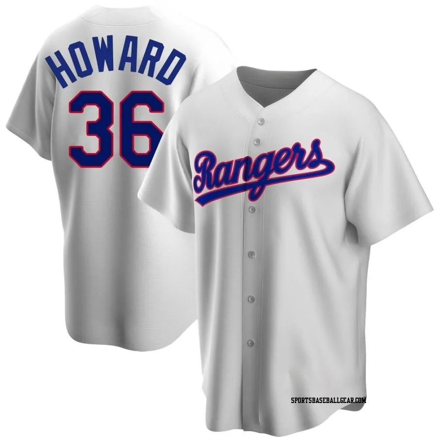 Spencer Howard Men's Texas Rangers White Replica Home Cooperstown Collection Jersey