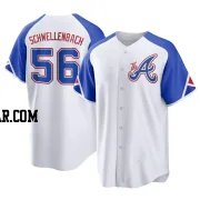 Spencer Schwellenbach Men's Atlanta Braves White Replica 2023 City Connect Jersey