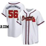 Spencer Schwellenbach Youth Atlanta Braves Gold Replica White 2022 Program Jersey