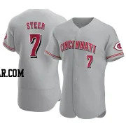 Spencer Steer Men's Cincinnati Reds Gray Authentic Road Jersey