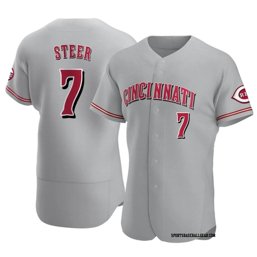 Spencer Steer Men's Cincinnati Reds Gray Authentic Road Jersey