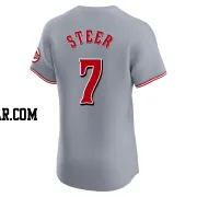 Spencer Steer Men's Cincinnati Reds Gray Elite Road Jersey